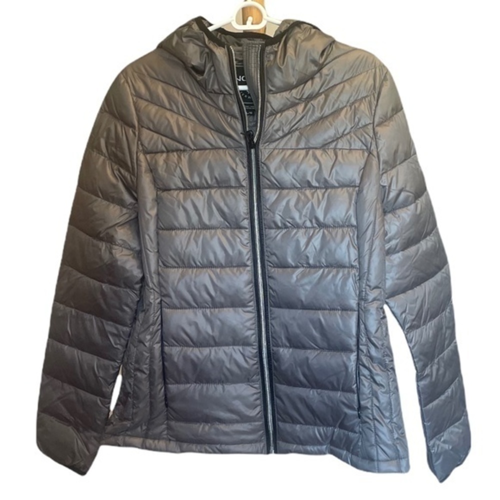 NWT Noize Gray Hooded Puffer Full Zip Jacket Coat Sz Lg